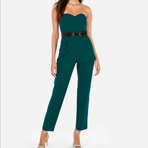 Express Hunter Green Strapless Jumpsuit
